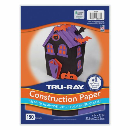 PACON Tru-Ray Construction Paper, 70 lb Text Weight, 9 x 12, Assorted Halloween Colors, 150PK P6688